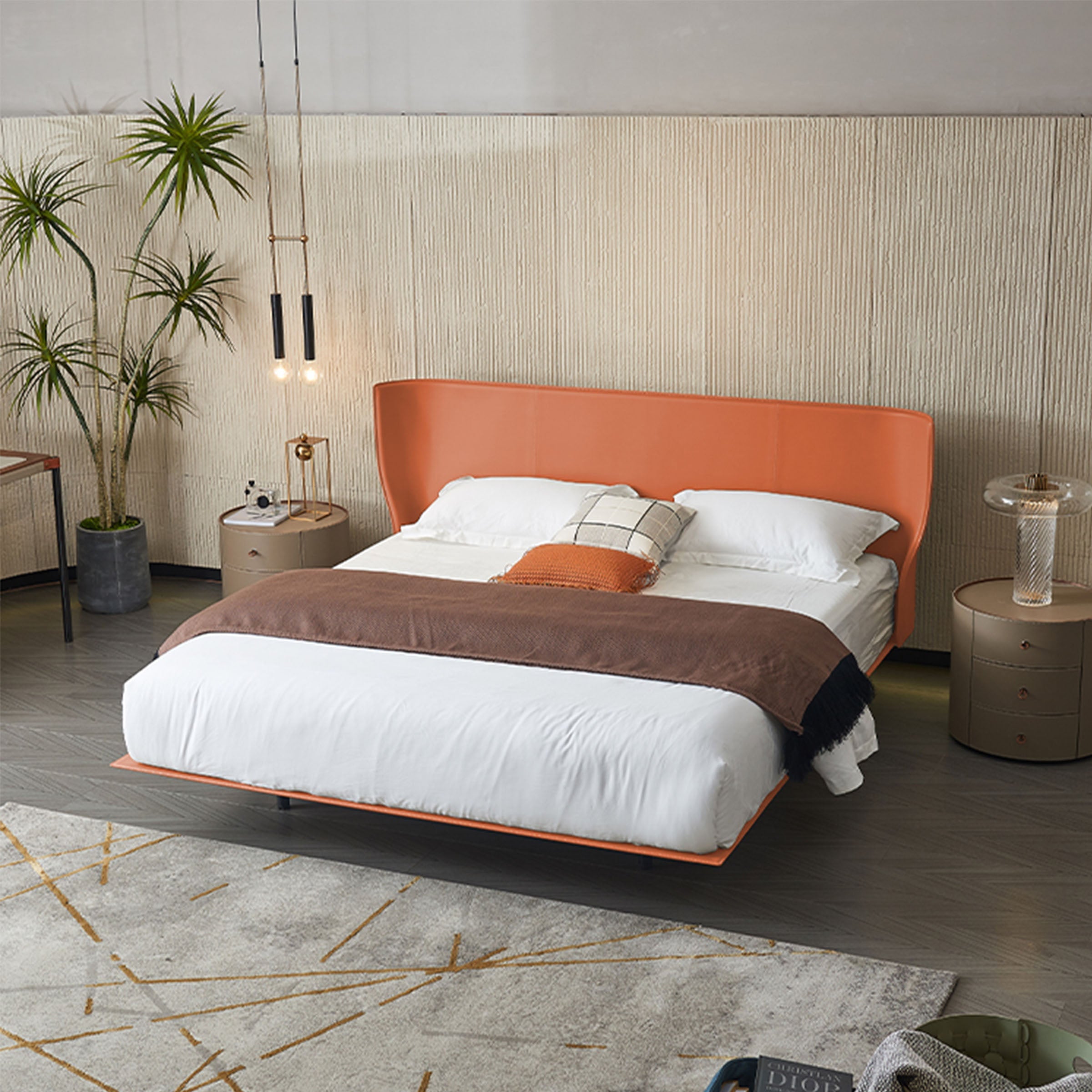 Verona Orange Queen Size Bed MLL-F13 Q - Bedsteads - ebarza Furniture UAE | Shop Modern Furniture in Abu Dhabi & Dubai - مفروشات ايبازرا في الامارات | تسوق اثاث عصري وديكورات مميزة في دبي وابوظبي