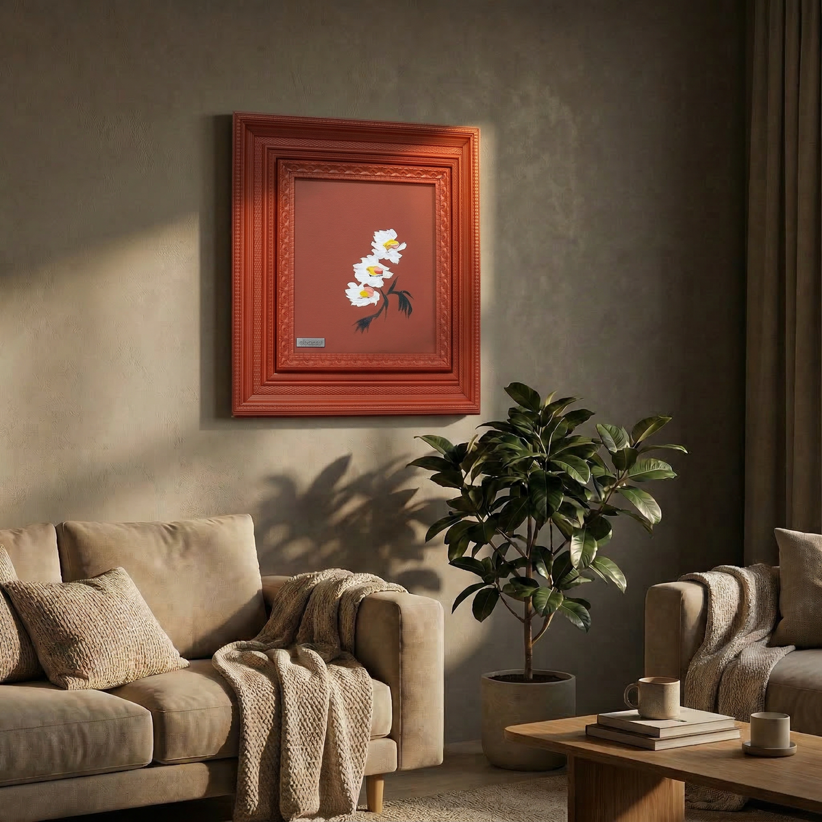 Verticus handmade wall painting, 45x50cm art piece by BEACON, featuring intricate design on canvas.