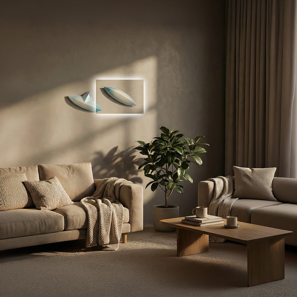 Vetro Handmade wall art painting by BEACON, 22x6x5cm, featuring abstract design, mounted on wall with vibrant colors.