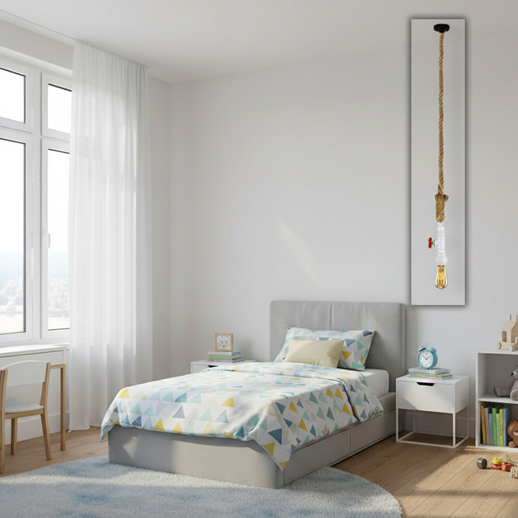 Vintage Rope Iron Pipe Pendant Light Bp0902-W Cy-Dd-378-W - Pendant Lamps - ebarza Furniture UAE | Shop Modern Furniture in Abu Dhabi & Dubai - مفروشات ايبازرا في الامارات | تسوق اثاث عصري وديكورات مميزة في دبي وابوظبي