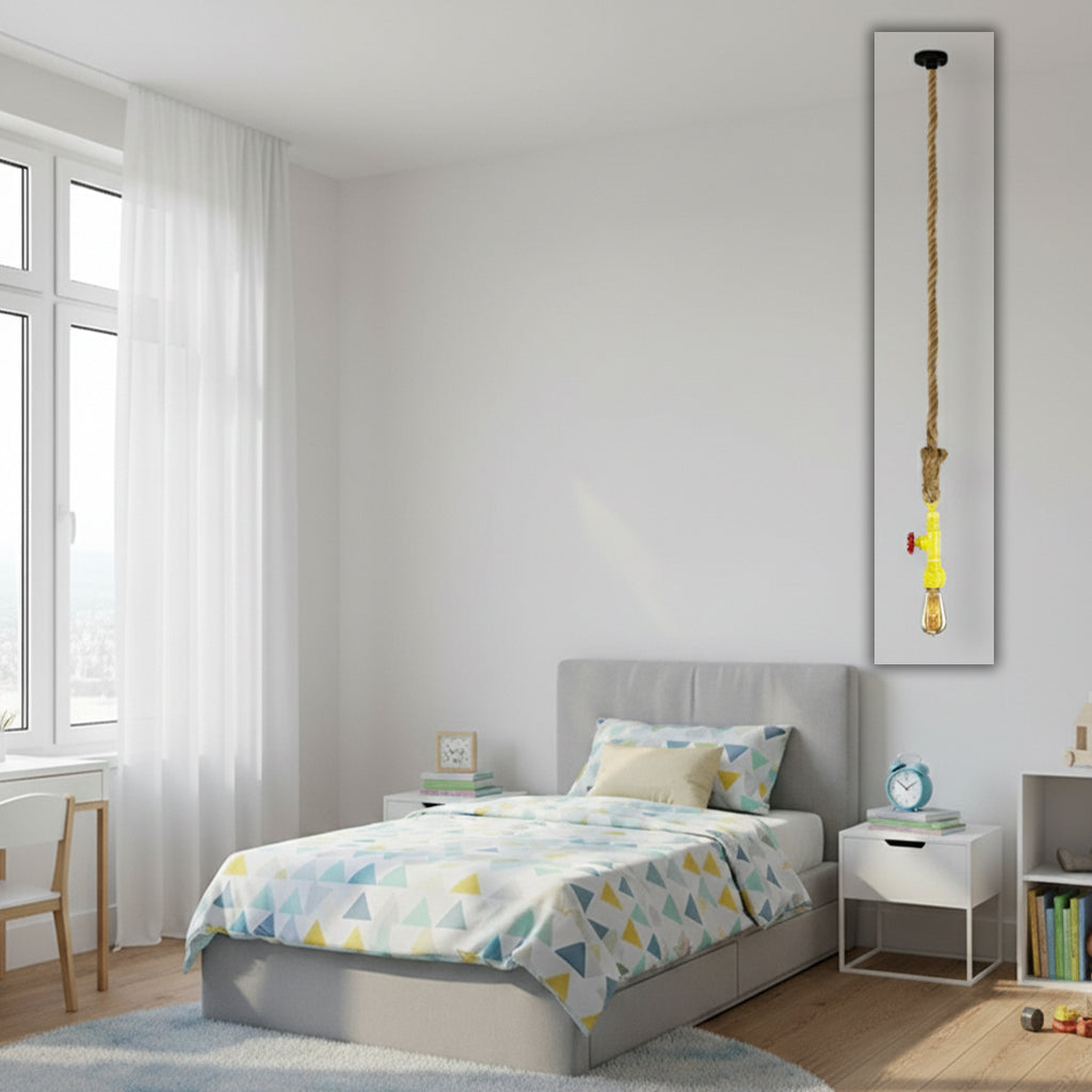 Vintage Rope Iron Pipe Pendant Light Bp0902-Y Cy-Dd-378-Y - Pendant Lamps - ebarza Furniture UAE | Shop Modern Furniture in Abu Dhabi & Dubai - مفروشات ايبازرا في الامارات | تسوق اثاث عصري وديكورات مميزة في دبي وابوظبي