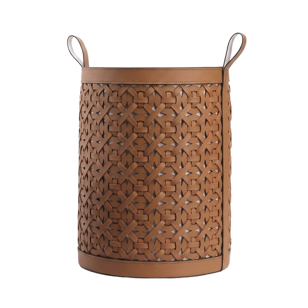 Large beige woven storage basket by BEACON, featuring sturdy handles and a spacious interior for organizing household items.