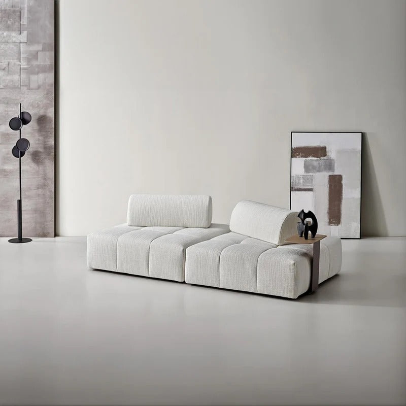2 Seater Puzzle Sofa + Leather Side Table - Sofas - ebarza Furniture UAE | Shop Modern Furniture in Abu Dhabi & Dubai - مفروشات ايبازرا في الامارات | تسوق اثاث عصري وديكورات مميزة في دبي وابوظبي