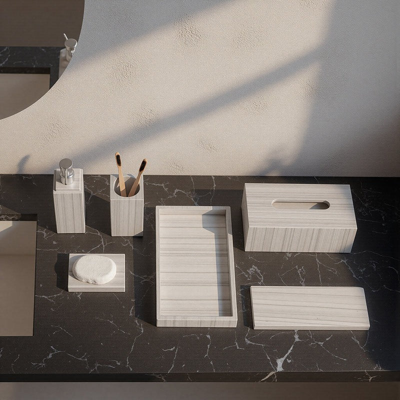 6 Pieces Australian Gray Marble Ebarza Bathroom Set - AGM - Bathroom Accessories - ebarza Furniture UAE | Shop Modern Furniture in Abu Dhabi & Dubai - مفروشات ايبازرا في الامارات | تسوق اثاث عصري وديكورات مميزة في دبي وابوظبي