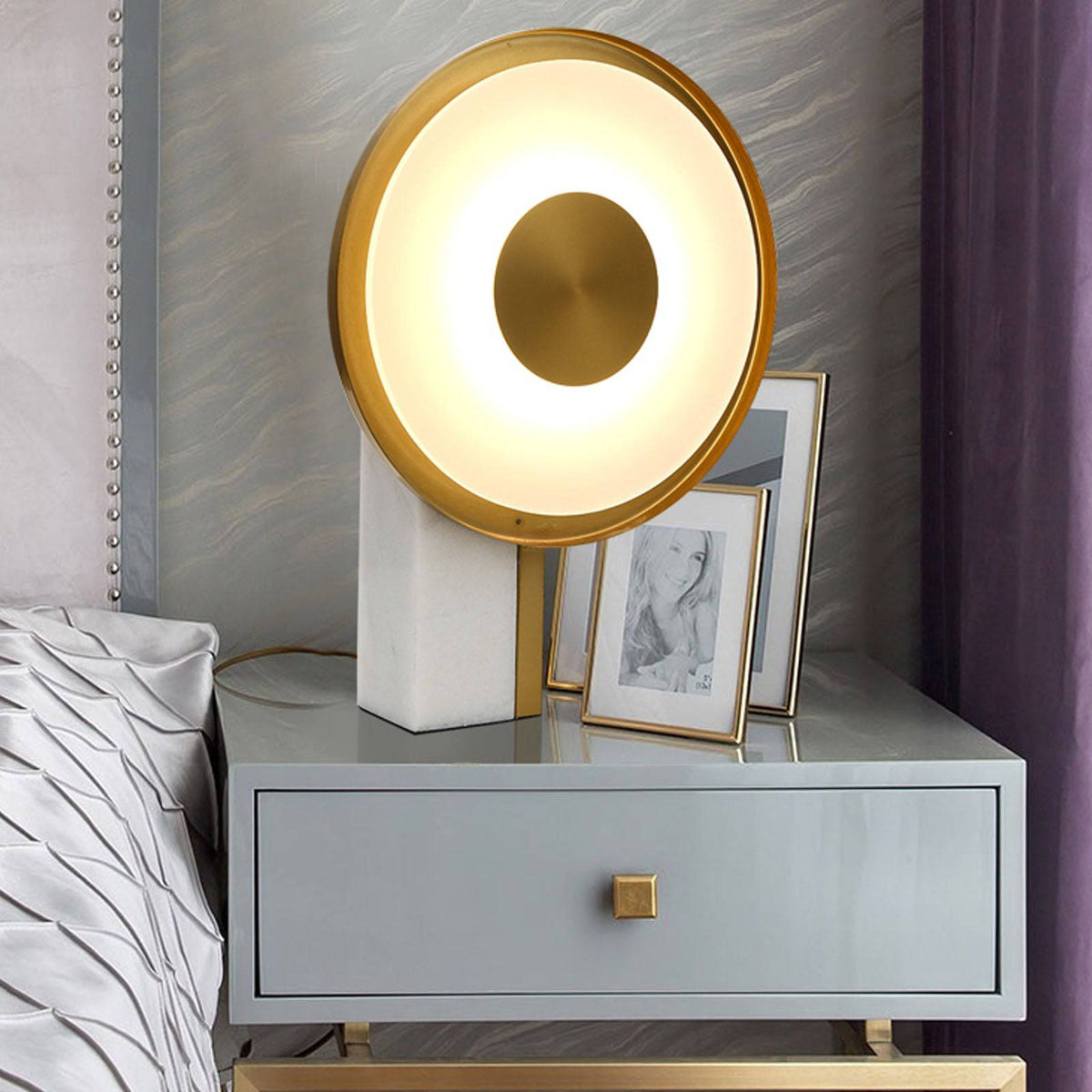 Aaalborg marble desk lamp by BEACON featuring a sleek marble base and modern design, perfect for a stylish workspace or table.