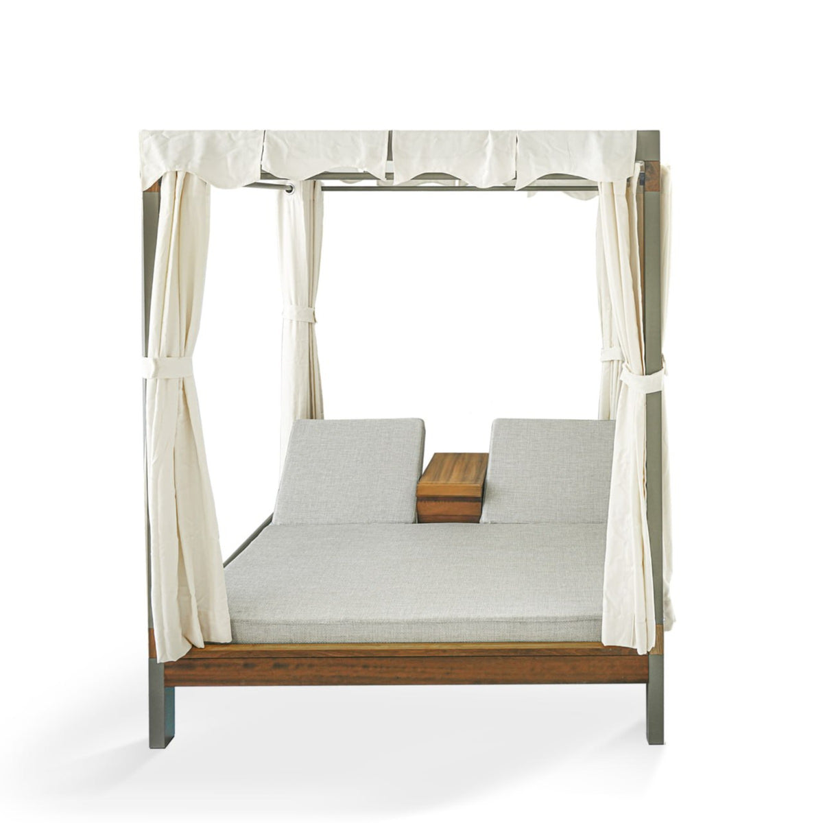 Alchera gazebo with sunloungers in RAL 7006 color by Albamo, outdoor relaxation furniture set with cushioned loungers.
