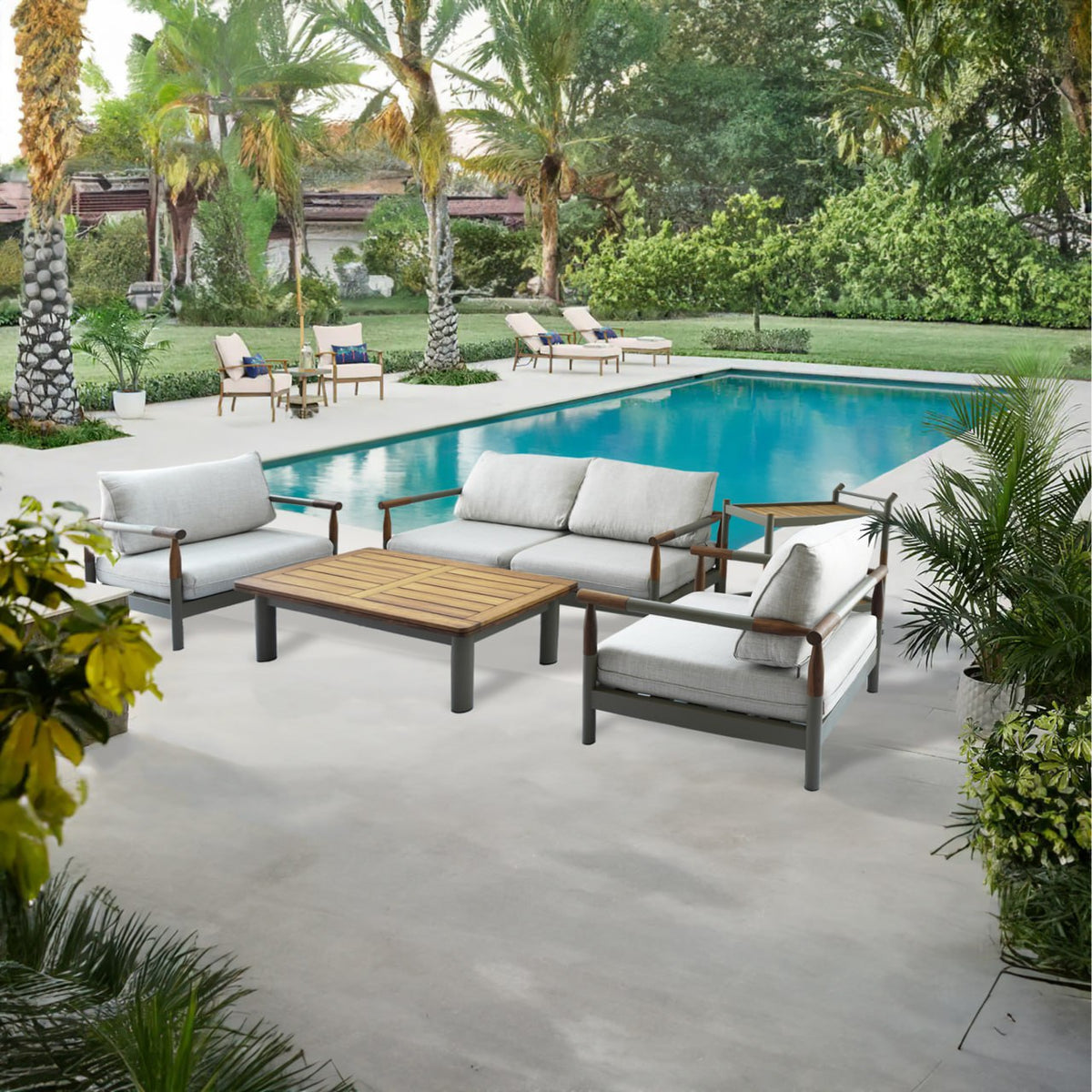 Alcon outdoor 2-seater sofa by ALBAMO, featuring comfortable seating and durable outdoor design for garden or patio use.