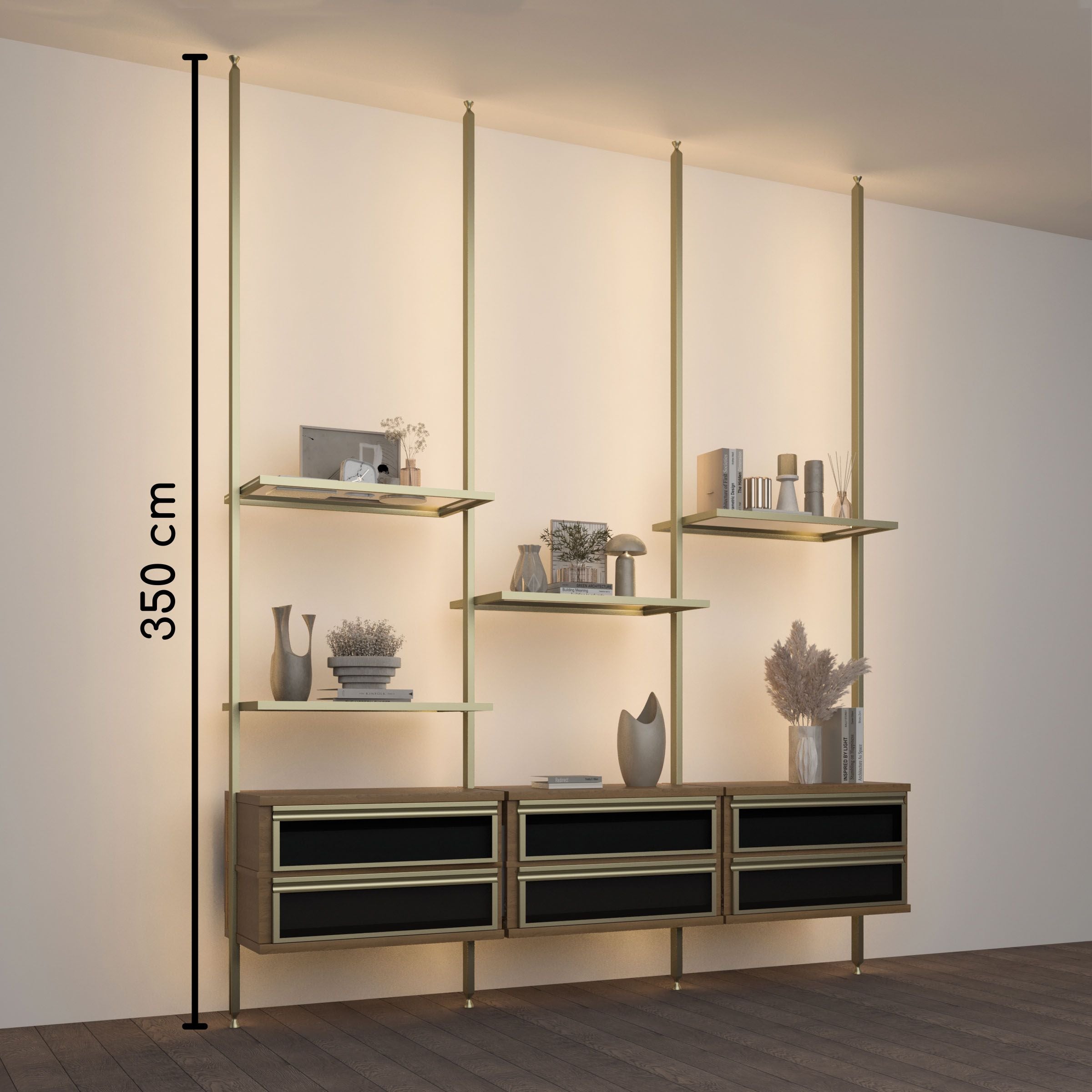 Antik Closet/partition Main Profile With LED 350cm Antik Color W-AL-10-1-0739 - Cabinets - ebarza Furniture UAE | Shop Modern Furniture in Abu Dhabi & Dubai - مفروشات ايبازرا في الامارات | تسوق اثاث عصري وديكورات مميزة في دبي وابوظبي