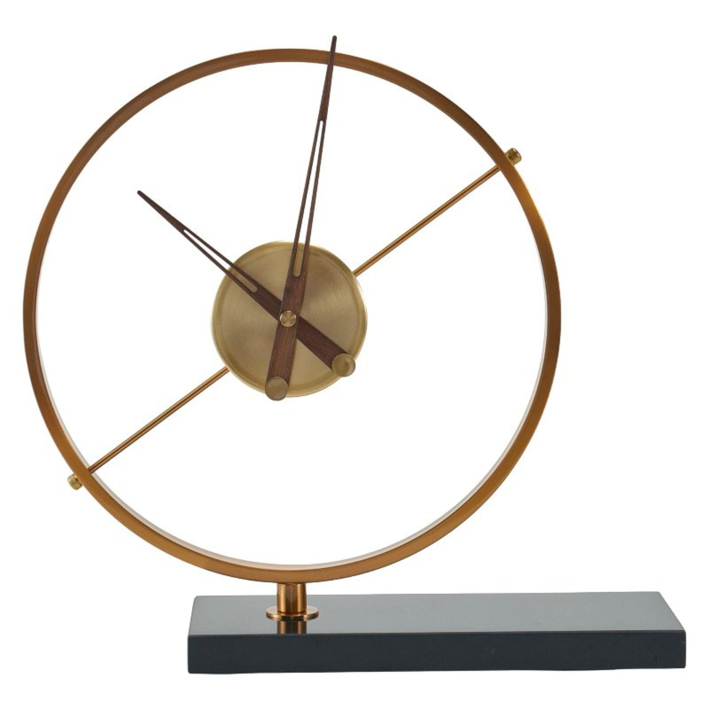 ANTIQUE BRASS IRON & MARBLE TABLETOP CLOCK H1773 - Clocks - ebarza Furniture UAE | Shop Modern Furniture in Abu Dhabi & Dubai - مفروشات ايبازرا في الامارات | تسوق اثاث عصري وديكورات مميزة في دبي وابوظبي