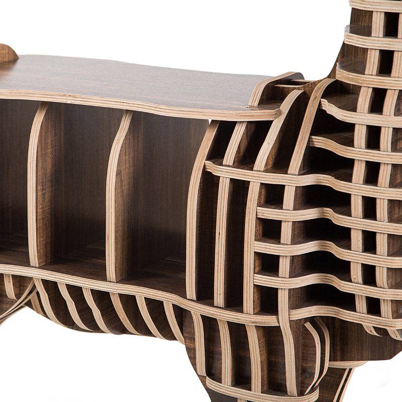 Wooden deer-shaped shelving unit by BEACON, decorative home decor shelf with rustic wood crafts for wall display.