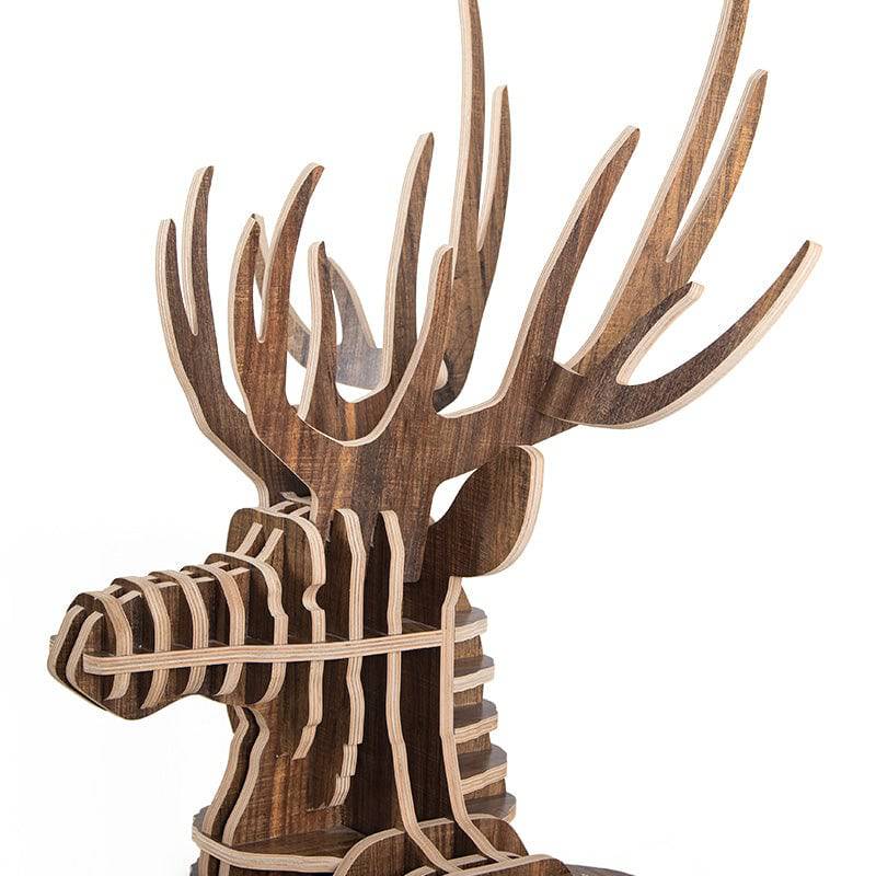 Decorative wooden deer shelving by BEACON, featuring rustic wood craft design, ideal for home decor and storage.