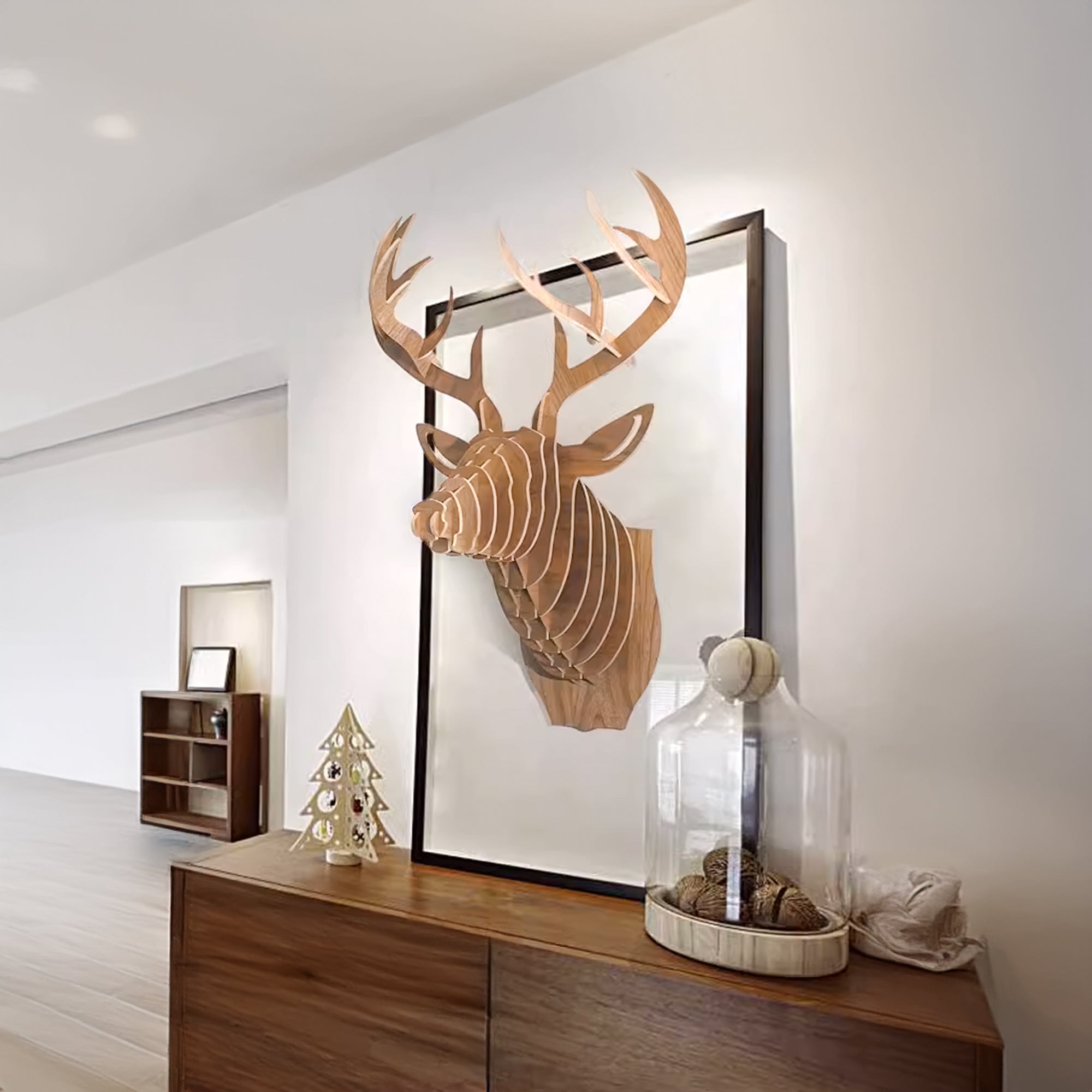 Art Home Deer Wall Decoration Wood Crafts (Large) Wdp001Ln - Shelves - ebarza Furniture UAE | Shop Modern Furniture in Abu Dhabi & Dubai - مفروشات ايبازرا في الامارات | تسوق اثاث عصري وديكورات مميزة في دبي وابوظبي