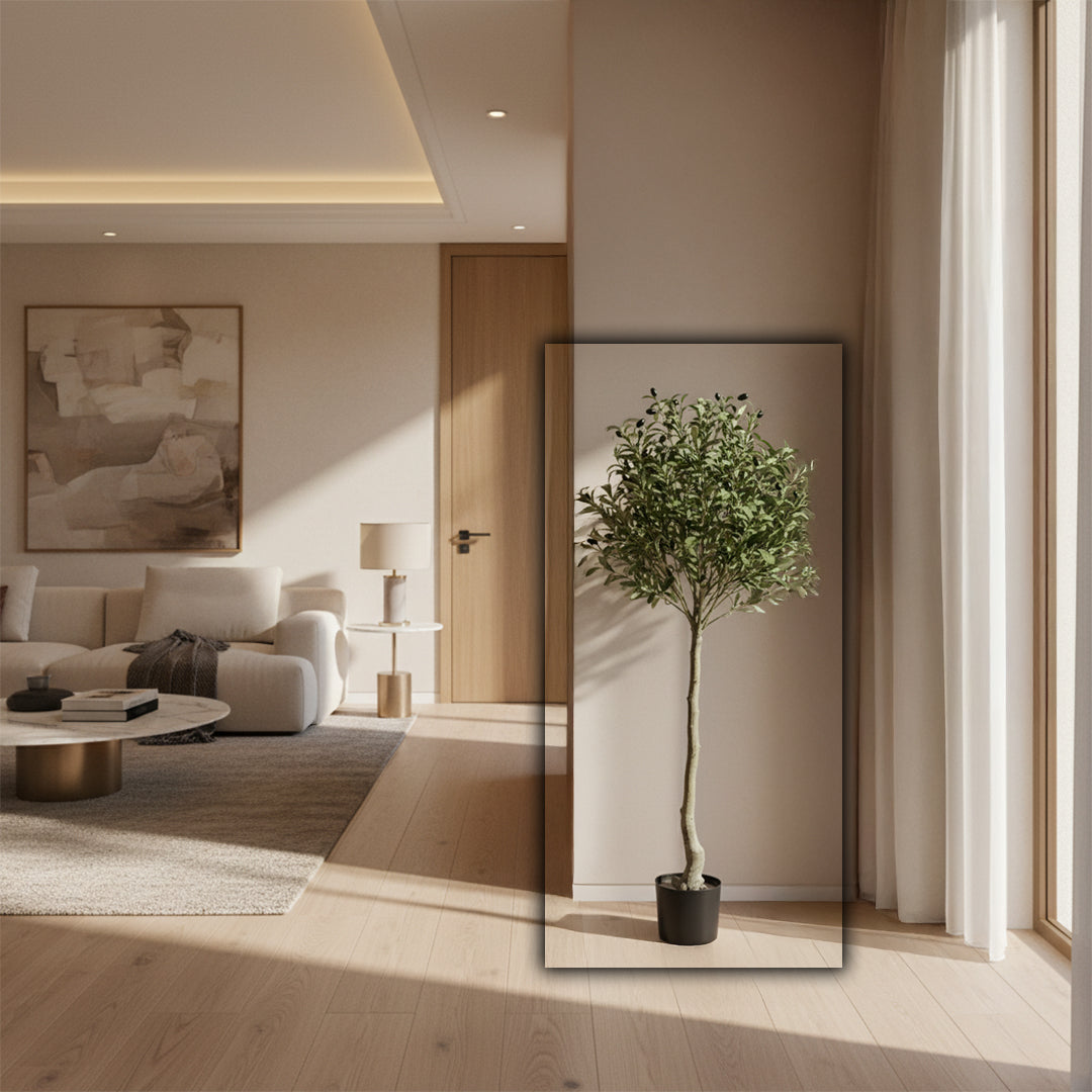 Artificial olive tree by BEACON, realistic potted olive plant with lush green leaves, ideal for indoor or outdoor decor.