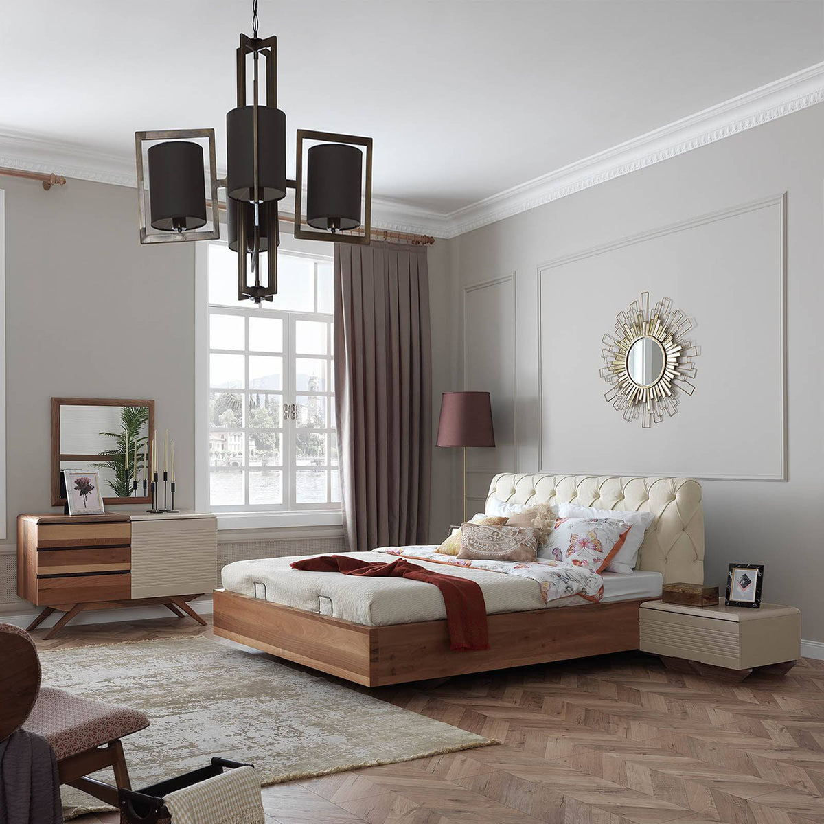 YOL LIVING Arya Mirror 75x75 with a sleek, modern design, perfect for bedroom decor and wall mounting.