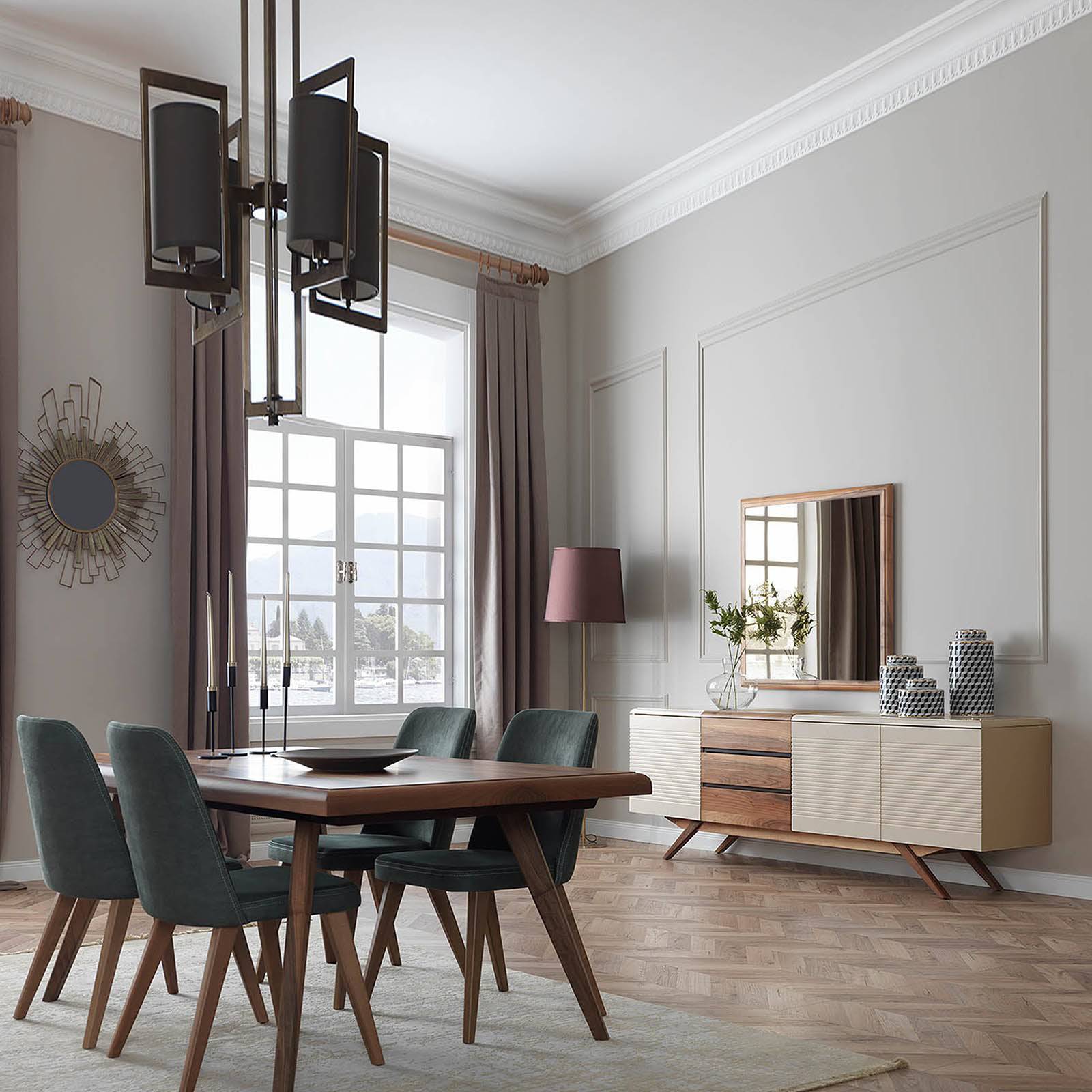 Modern Arya dining table by YOL LIVING, featuring a sleek wooden surface and sturdy legs, perfect for contemporary dining rooms.
