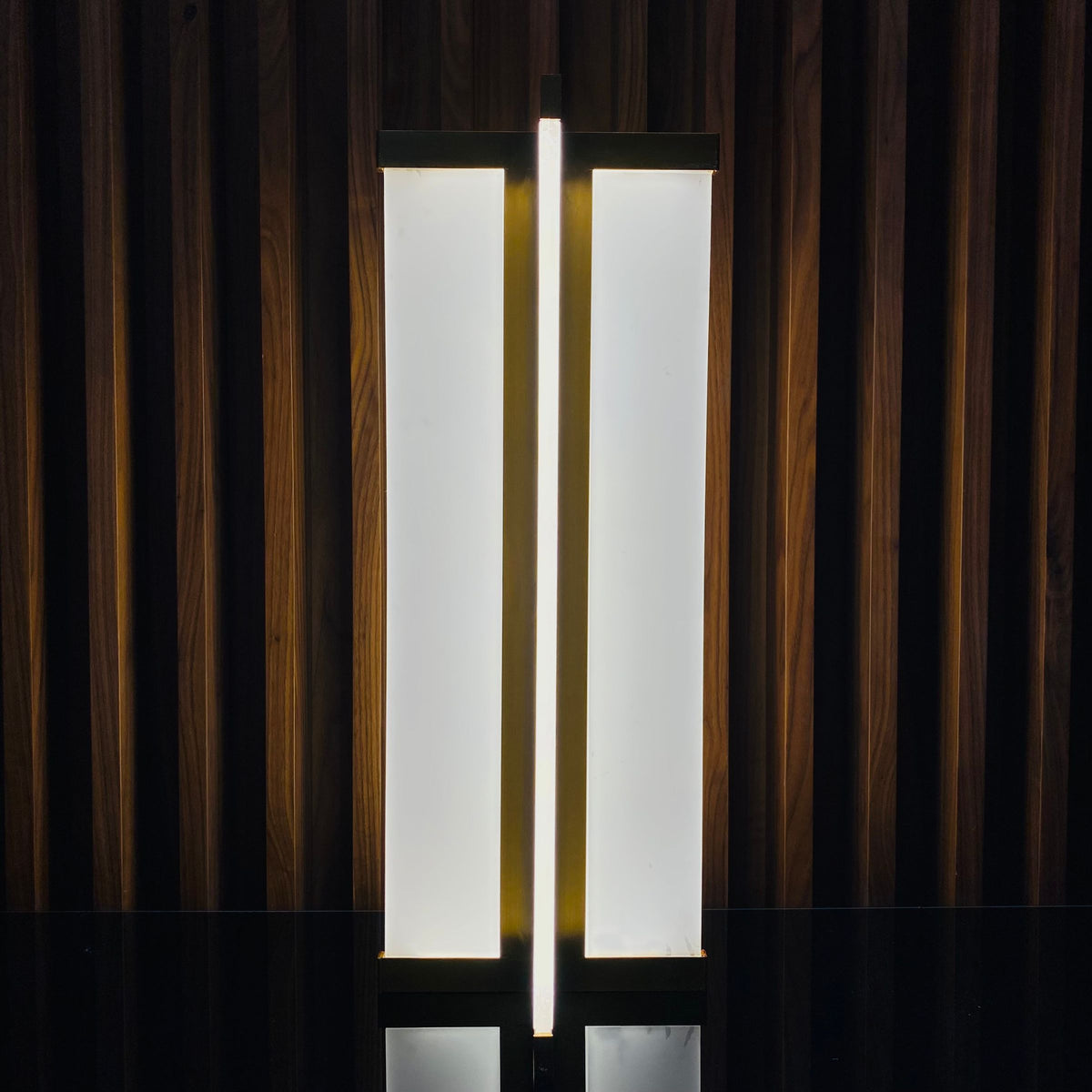 Golden table lamp by BEACON, display item, with a sleek design and metallic finish, shown as-is in the image.