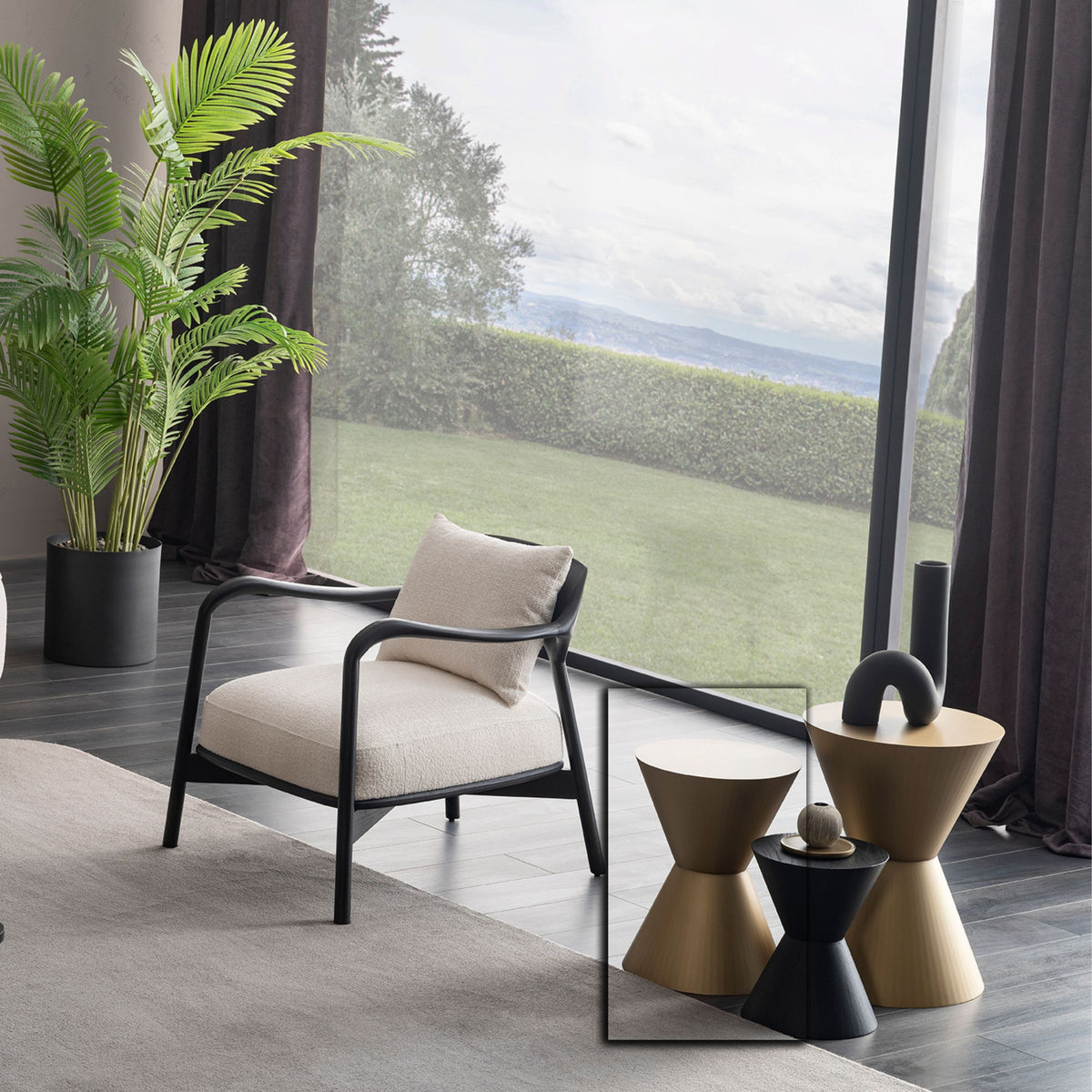 As-is Grande Button Side Table by ORIX, medium size, displaying a modern design with a textured surface.