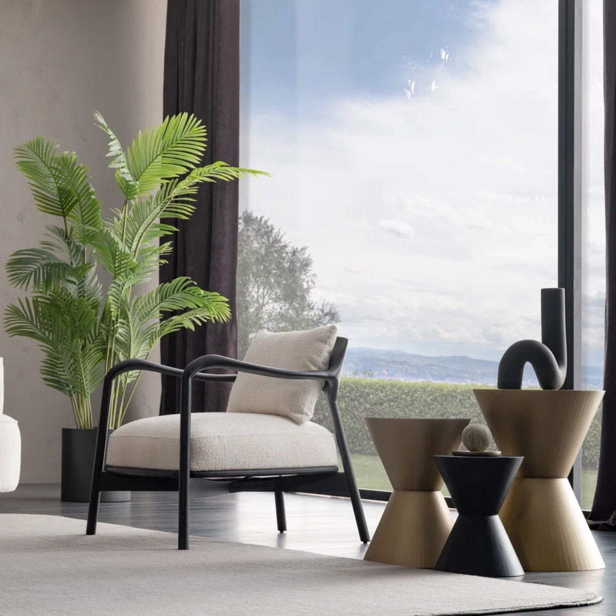 AS IS Grande Wooden Lounge Chair G9 by ORIX, a display item with a sturdy wooden frame and comfortable seat.