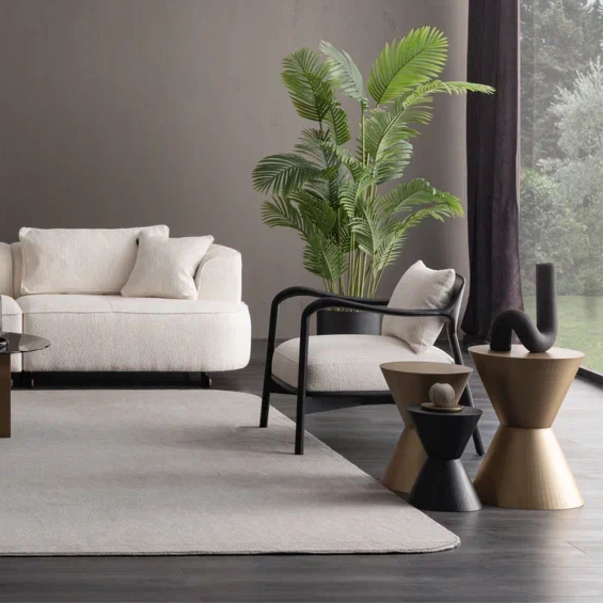 AS IS Grande wooden lounge chair by ORIX, display item with a sturdy wooden frame and comfortable seating, shown from a side angle.