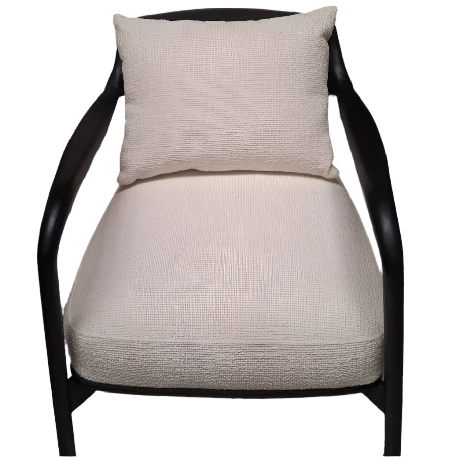 Display image of the AS IS Grande Wooden Lounge Chair G9 by ORIX, showing a sturdy wooden lounge chair in a showroom setting.