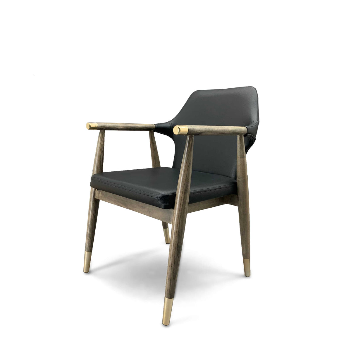 As-is Malibu Chair by SANCREA in walnut finish, displayed as a stylish wooden seating option with a modern design.