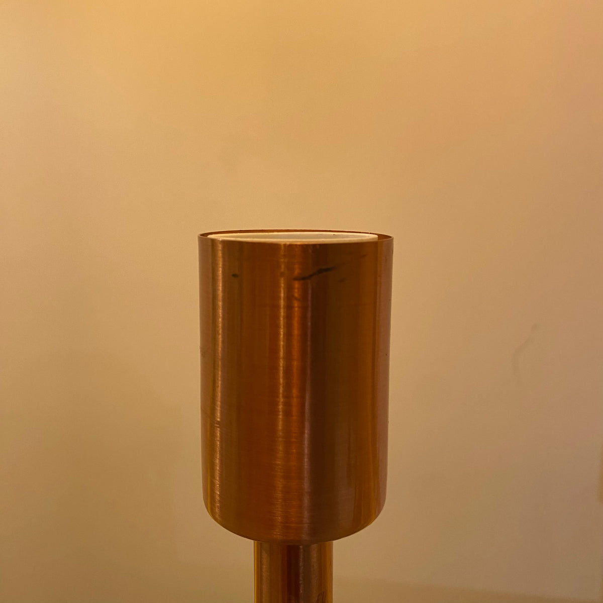 White marble floor lamp by Beacon Civil, displayed as-is, featuring a sleek, modern design with a white finish.