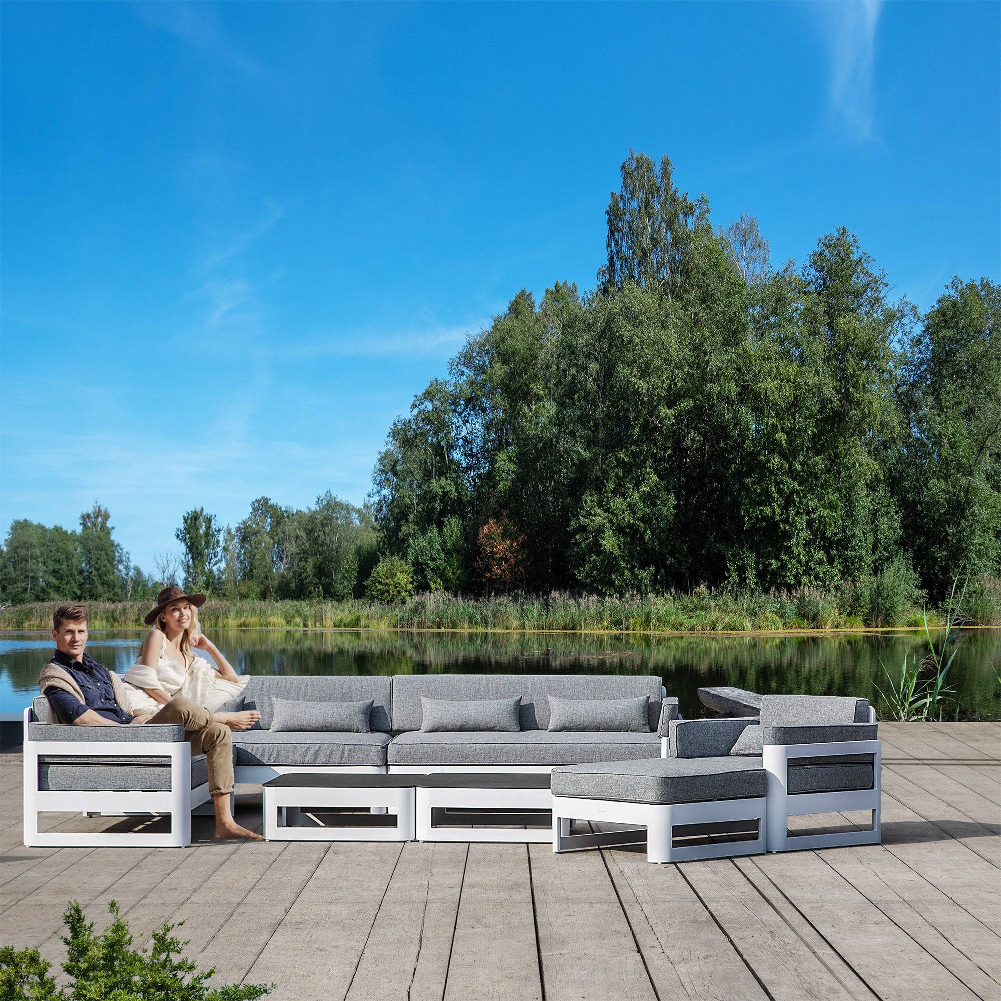 Asuka Corner Outdoor Sofa Set Asuka001 - Outdoor Furniture Sets - ebarza Furniture UAE | Shop Modern Furniture in Abu Dhabi & Dubai - مفروشات ايبازرا في الامارات | تسوق اثاث عصري وديكورات مميزة في دبي وابوظبي