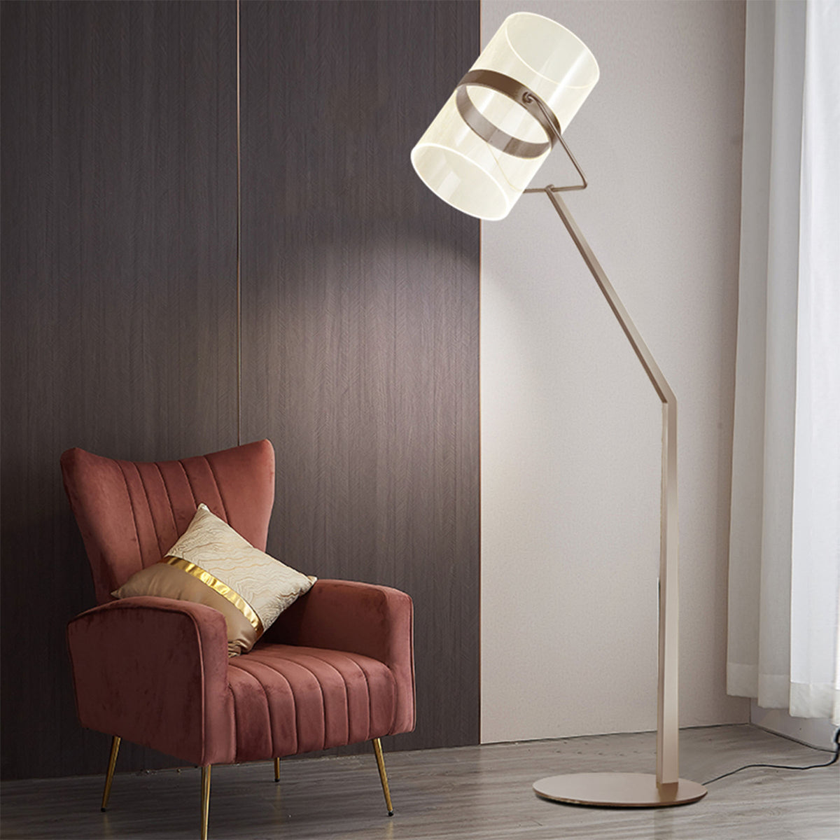 BEACON Aura Light Pillar Floor Lamp with sleek design, tall stand, and soft illumination for modern living spaces.