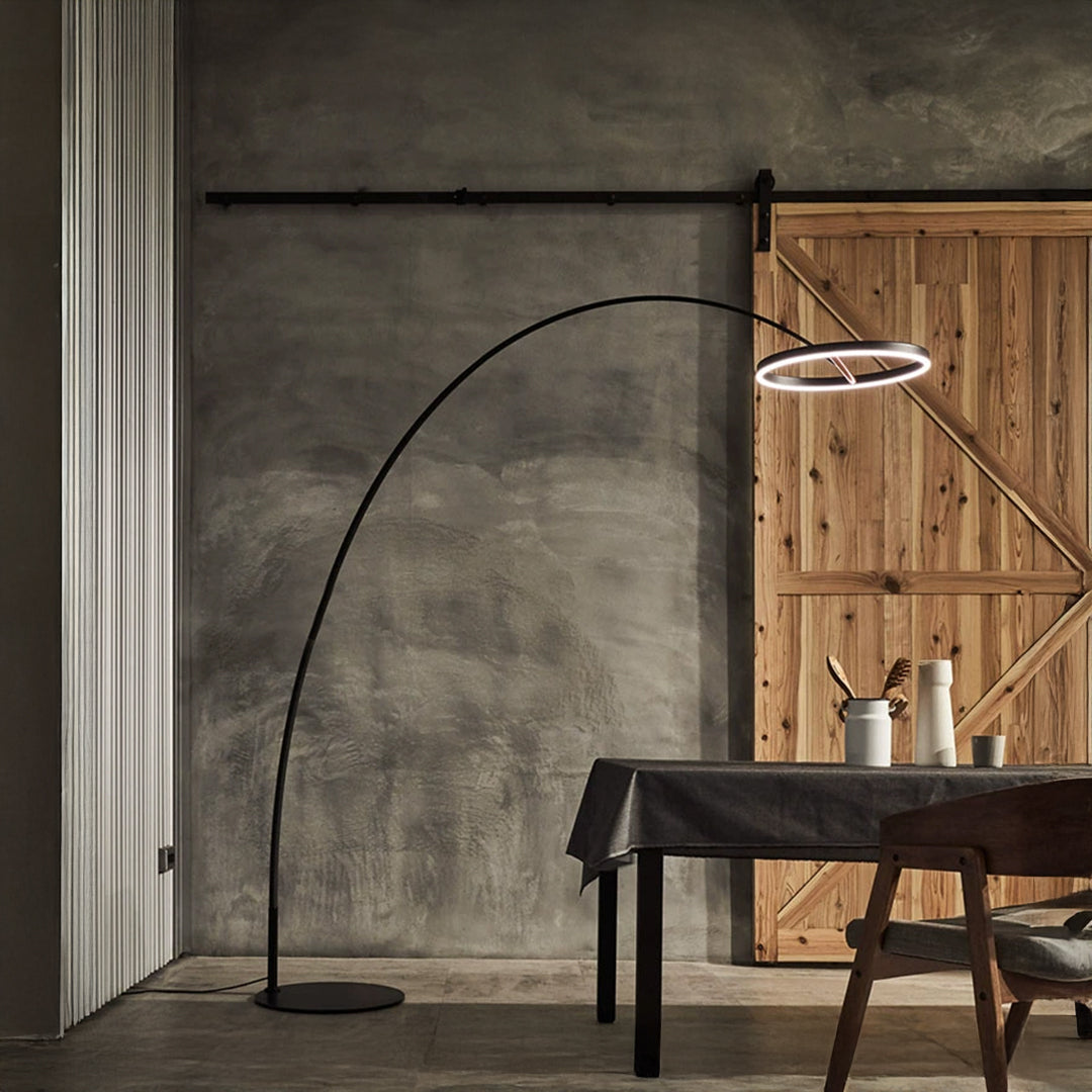 Beacon Aurora Arc Floor Lamp CY-TD-1058 with sleek curved metal design and modern lighting for living room or office decor.