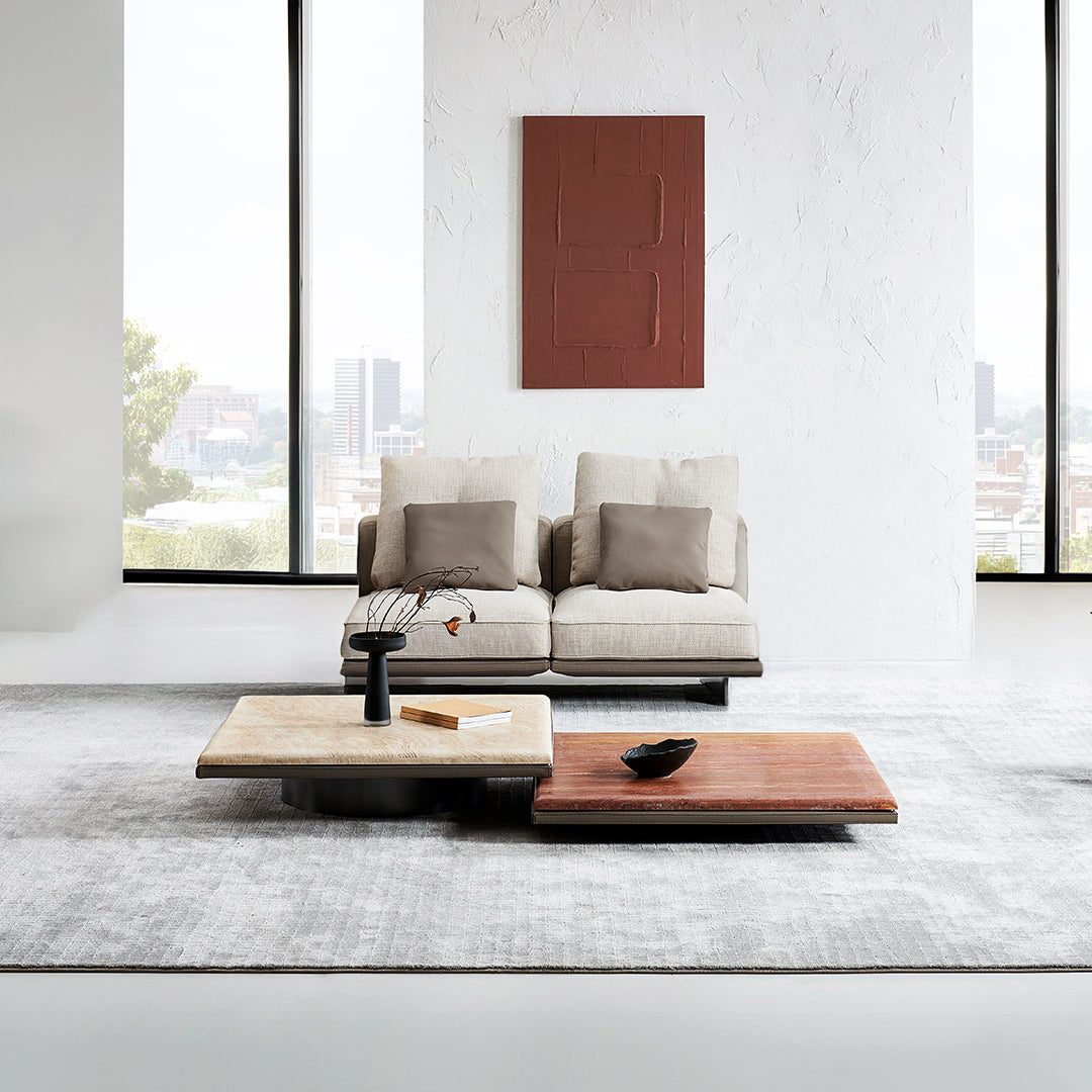 Avenor armless 2-seater sofa in neutral fabric, modern design with clean lines, from BEACON SF091 collection.