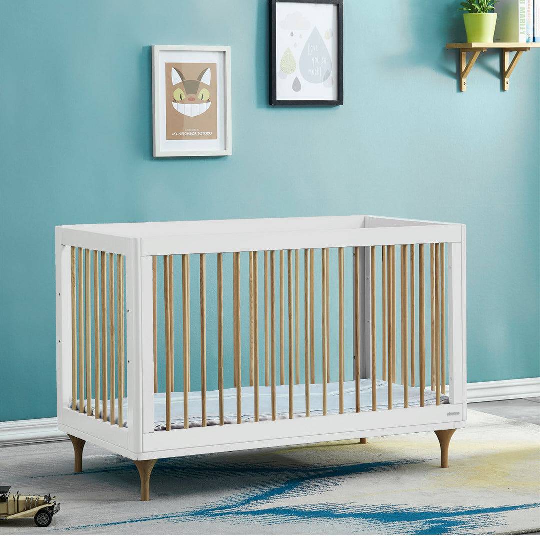 Baby Crib Et-Y003-Wh+Nat - Cribs - ebarza Furniture UAE | Shop Modern Furniture in Abu Dhabi & Dubai - مفروشات ايبازرا في الامارات | تسوق اثاث عصري وديكورات مميزة في دبي وابوظبي