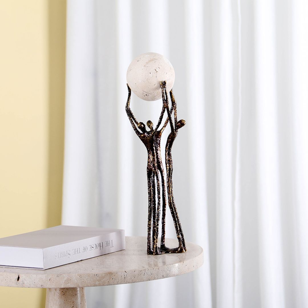 BEACON Ball Holding Men Sculpture home decor figurine, modern male figure holding a ball, artistic decorative statue.
