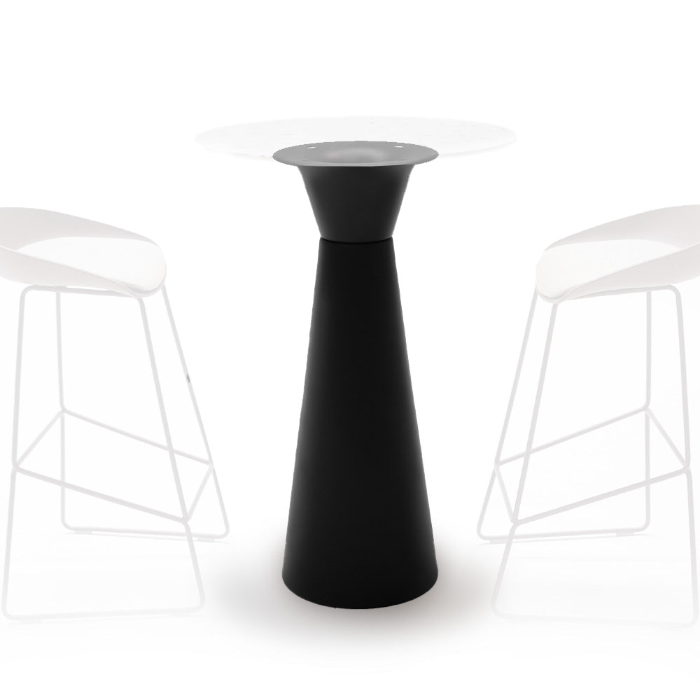 Black 105cm BEACON GHDG bar table base, durable metal construction for supporting high-top tables in commercial spaces.