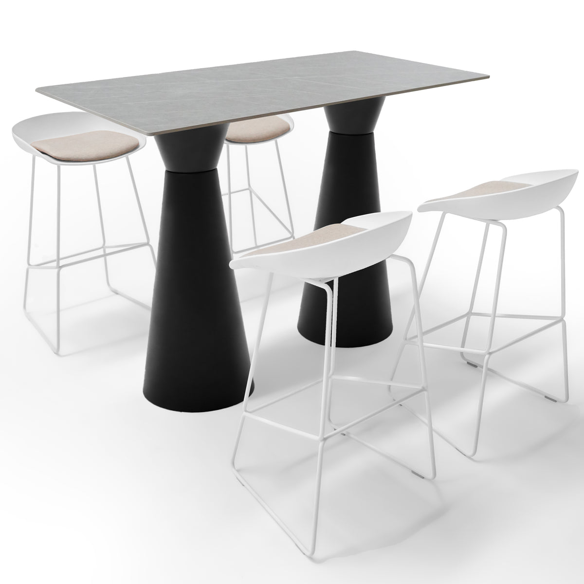 Black BEACON 105cm bar table base, model 60BTB, sturdy metal table base for bar or counter tables.