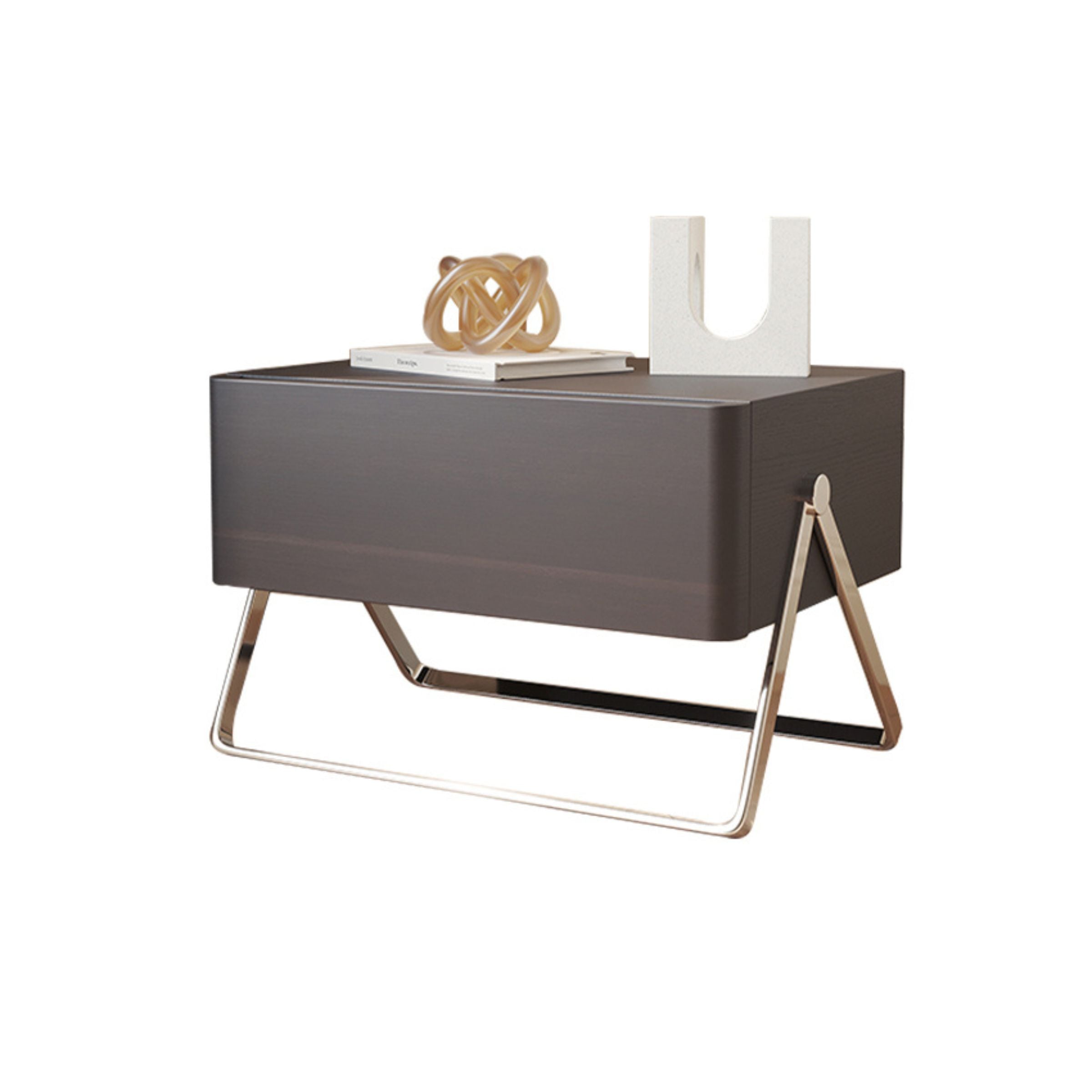 Basket Dark Walnut Bed Side Table MLL-T71 - Side Tables - ebarza Furniture UAE | Shop Modern Furniture in Abu Dhabi & Dubai - مفروشات ايبازرا في الامارات | تسوق اثاث عصري وديكورات مميزة في دبي وابوظبي