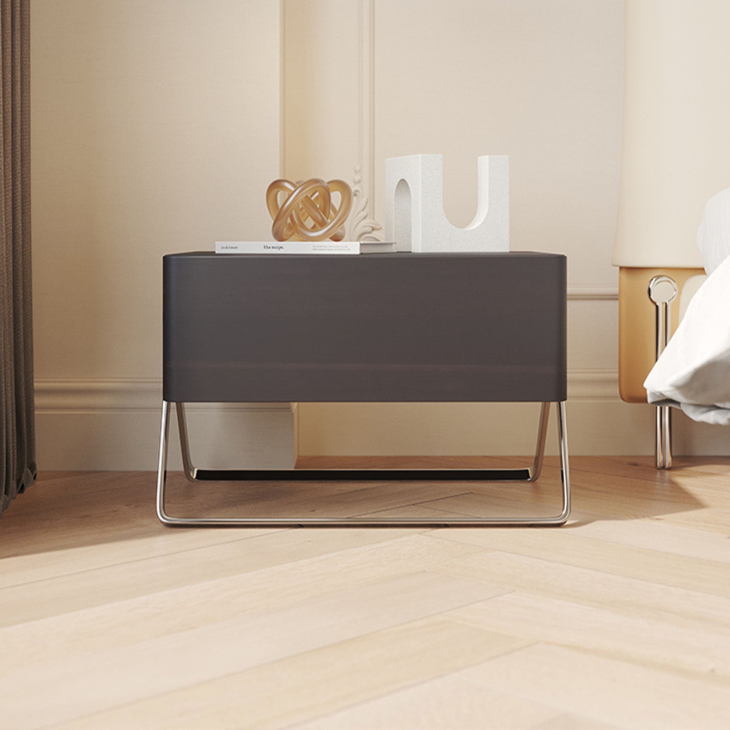 Basket Dark Walnut Bed Side Table MLL-T71 - Side Tables - ebarza Furniture UAE | Shop Modern Furniture in Abu Dhabi & Dubai - مفروشات ايبازرا في الامارات | تسوق اثاث عصري وديكورات مميزة في دبي وابوظبي