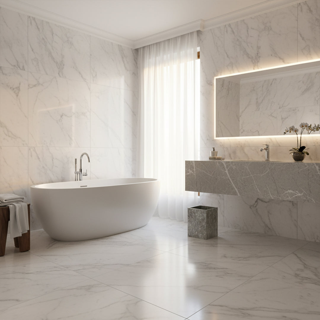 Bawang Flower Marble Garbage Bin SBK892-8 - Bathroom Accessories - ebarza Furniture UAE | Shop Modern Furniture in Abu Dhabi & Dubai - مفروشات ايبازرا في الامارات | تسوق اثاث عصري وديكورات مميزة في دبي وابوظبي