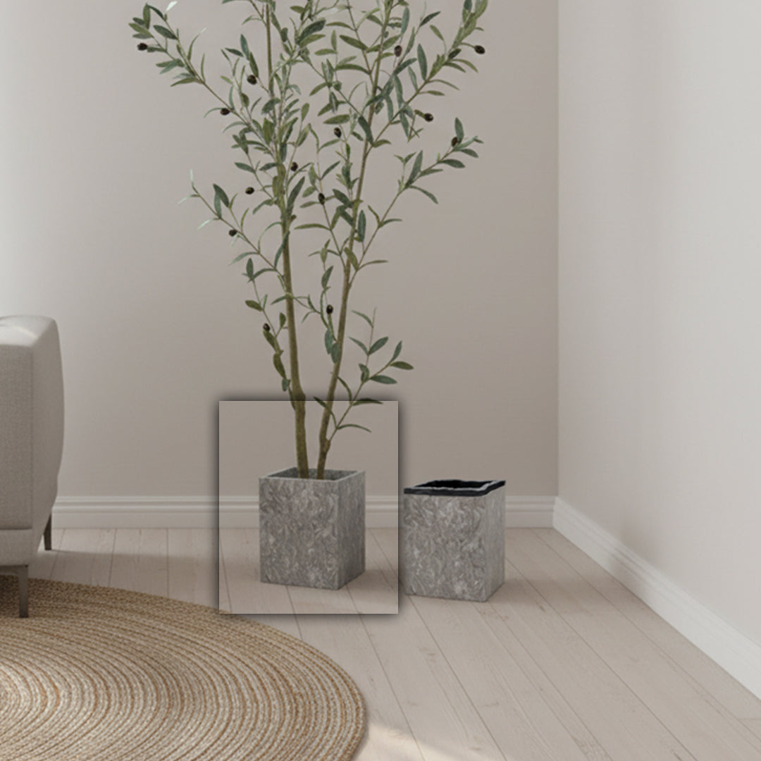 Bawang Flower Marble Garbage Bin SBK892-8 by BEACON, bathroom accessories with white marble design and flower pattern.