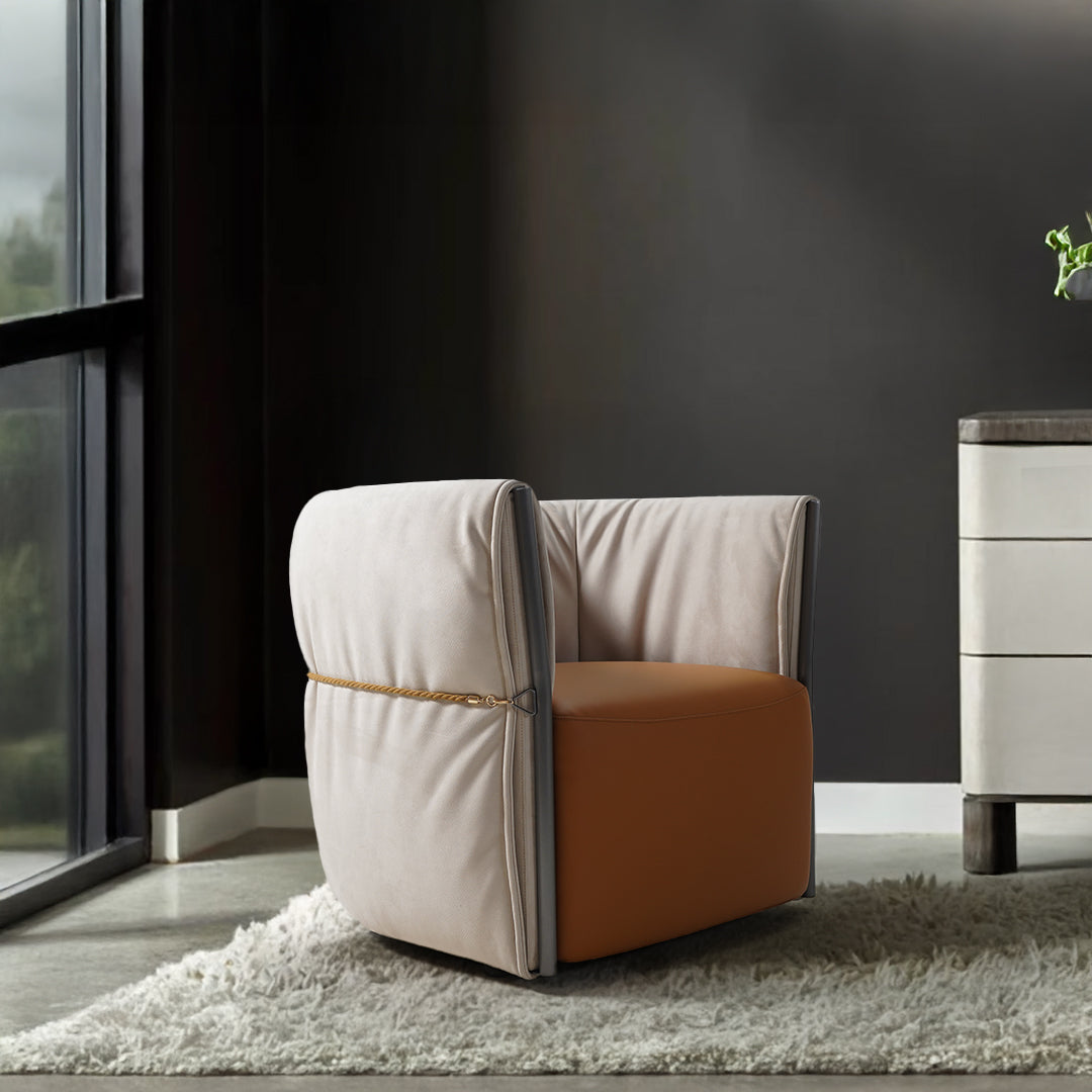 BEACON Baxter armchair MLL-A134 in neutral fabric with cushioned seat and armrests, modern design for living room comfort.