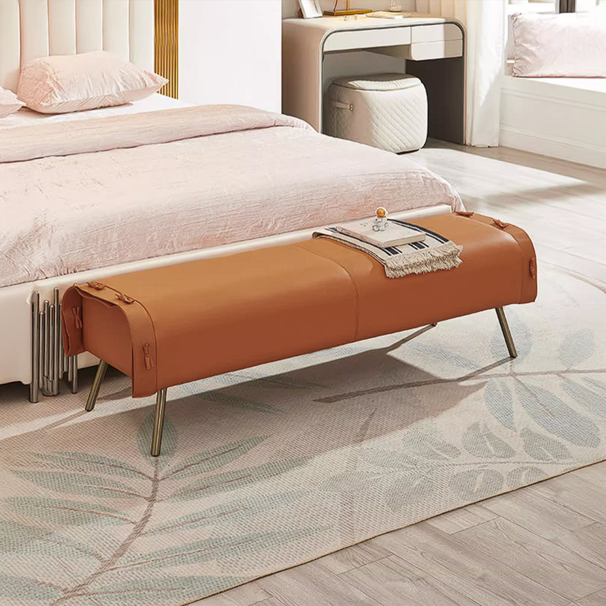 BEACON DJDG bed bench BC743 with cushioned top and wooden legs, ideal for bedroom or living room seating.