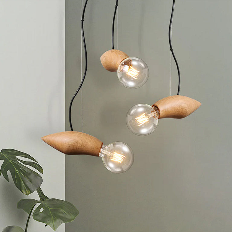 Bee Solid Wood Pendant Lamp Bl0012N Dd041N - Pendant Lamps - ebarza Furniture UAE | Shop Modern Furniture in Abu Dhabi & Dubai - مفروشات ايبازرا في الامارات | تسوق اثاث عصري وديكورات مميزة في دبي وابوظبي