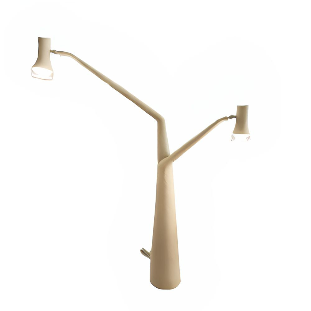 Beige BEACON floor lamp with a tall, sleek design and fabric lampshade, ideal for modern living room or bedroom lighting.