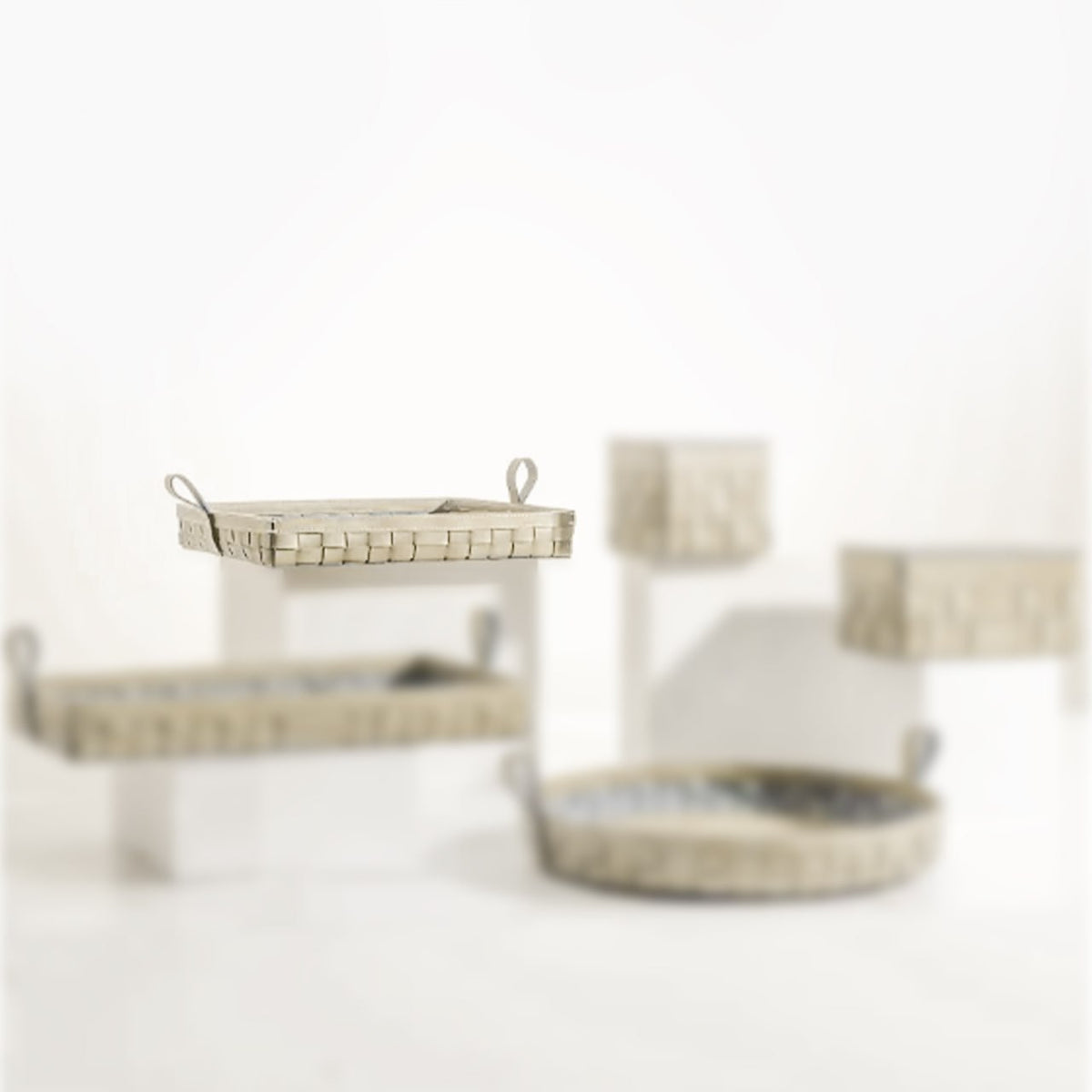 Beige rectangular knitting tray from BEACON, made of durable material, ideal for organizing knitting supplies.