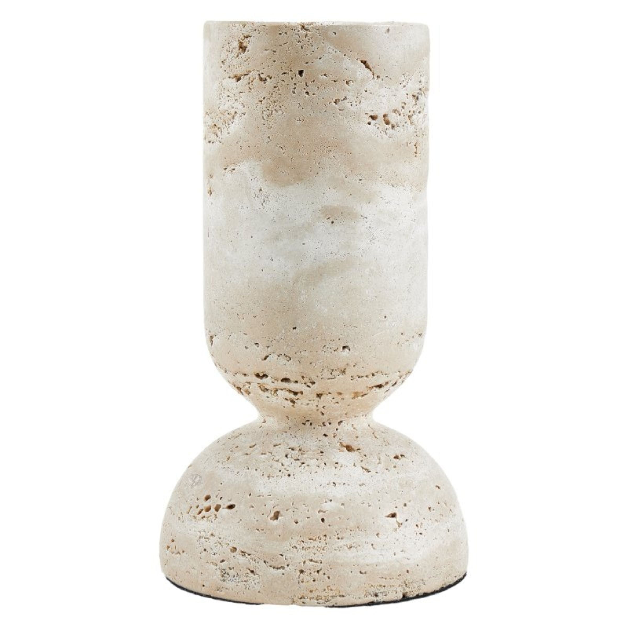 BEIGE MARBLE CANDLE HOLDER-LG F1190L - Candle Holders - ebarza Furniture UAE | Shop Modern Furniture in Abu Dhabi & Dubai - مفروشات ايبازرا في الامارات | تسوق اثاث عصري وديكورات مميزة في دبي وابوظبي