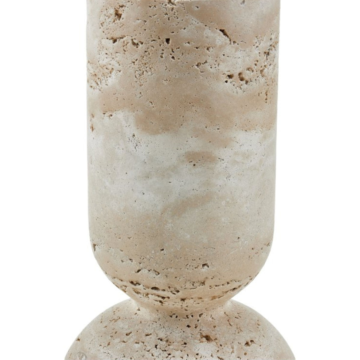 Large beige marble candle holder from Beacon, elegant design perfect for home decor and ambient lighting.