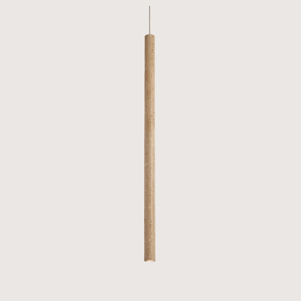 Beige natural travertine marble pendant lamp by BEACON, featuring a smooth, rounded design for modern interior lighting.