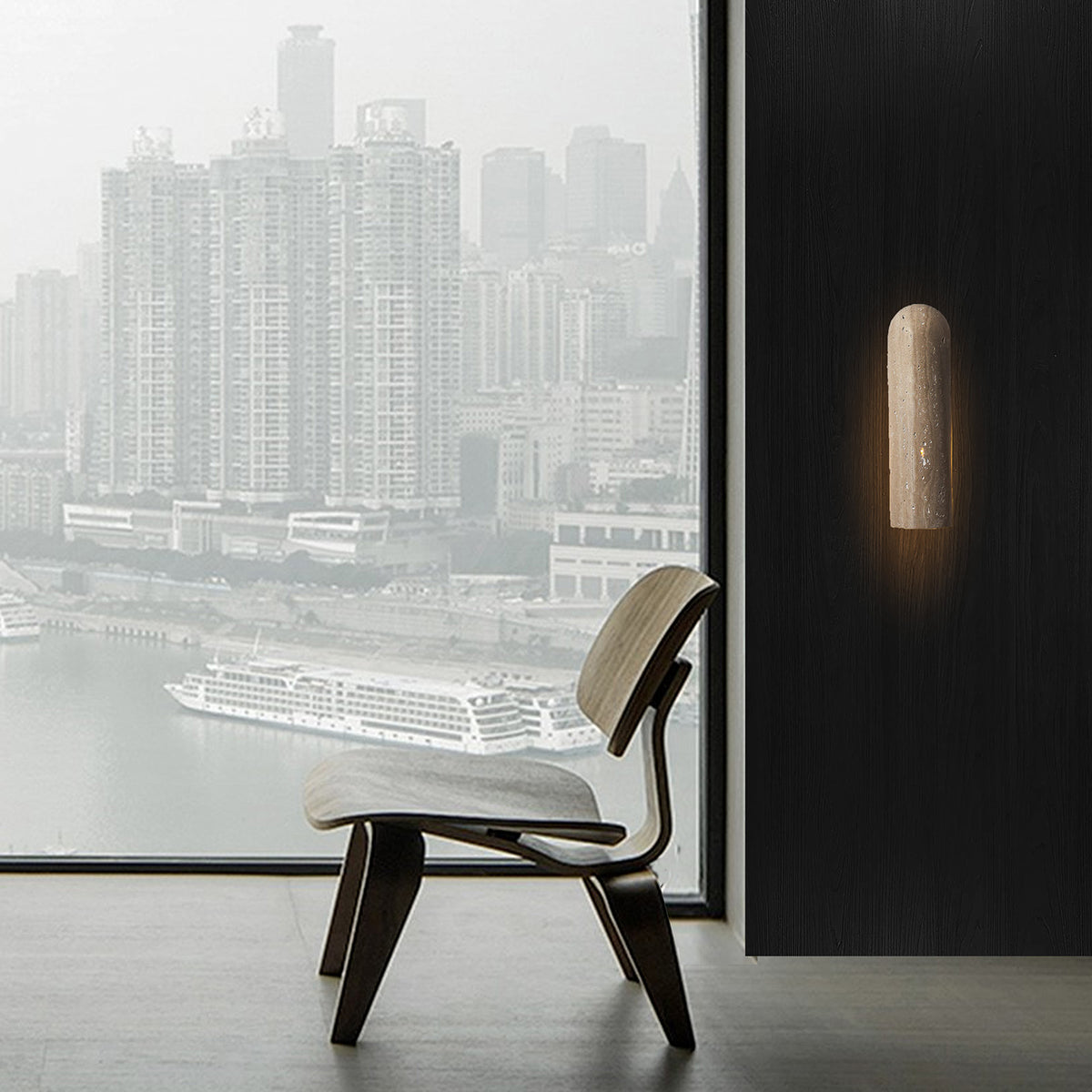 Beige natural travertine marble wall lamp by BEACON JIADG, featuring a stylish wall-mounted design and elegant marble finish.