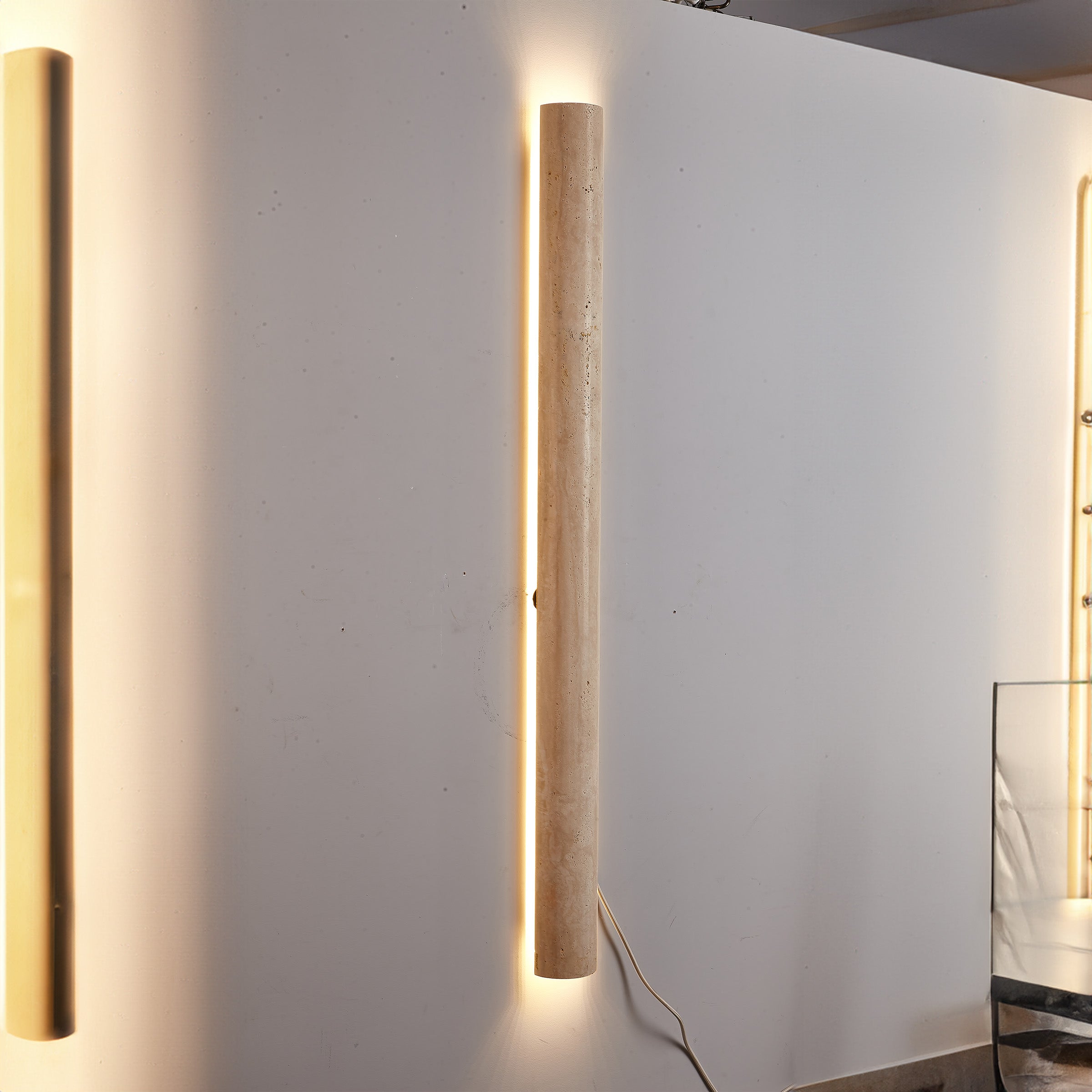 Beige Natural Travertine Marble Wall Lamp 60008-4W - Wall Lamps - ebarza Furniture UAE | Shop Modern Furniture in Abu Dhabi & Dubai - مفروشات ايبازرا في الامارات | تسوق اثاث عصري وديكورات مميزة في دبي وابوظبي