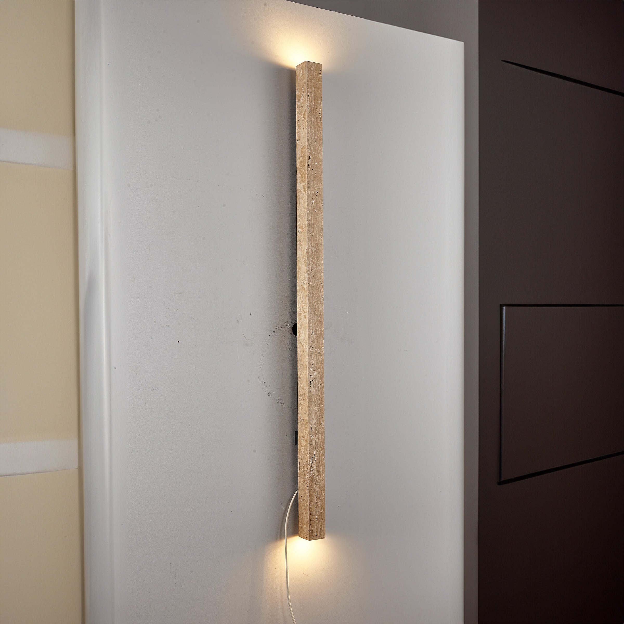 Beige Natural Travertine Marble Wall Lamp 60020-3W - Wall Lamps - ebarza Furniture UAE | Shop Modern Furniture in Abu Dhabi & Dubai - مفروشات ايبازرا في الامارات | تسوق اثاث عصري وديكورات مميزة في دبي وابوظبي