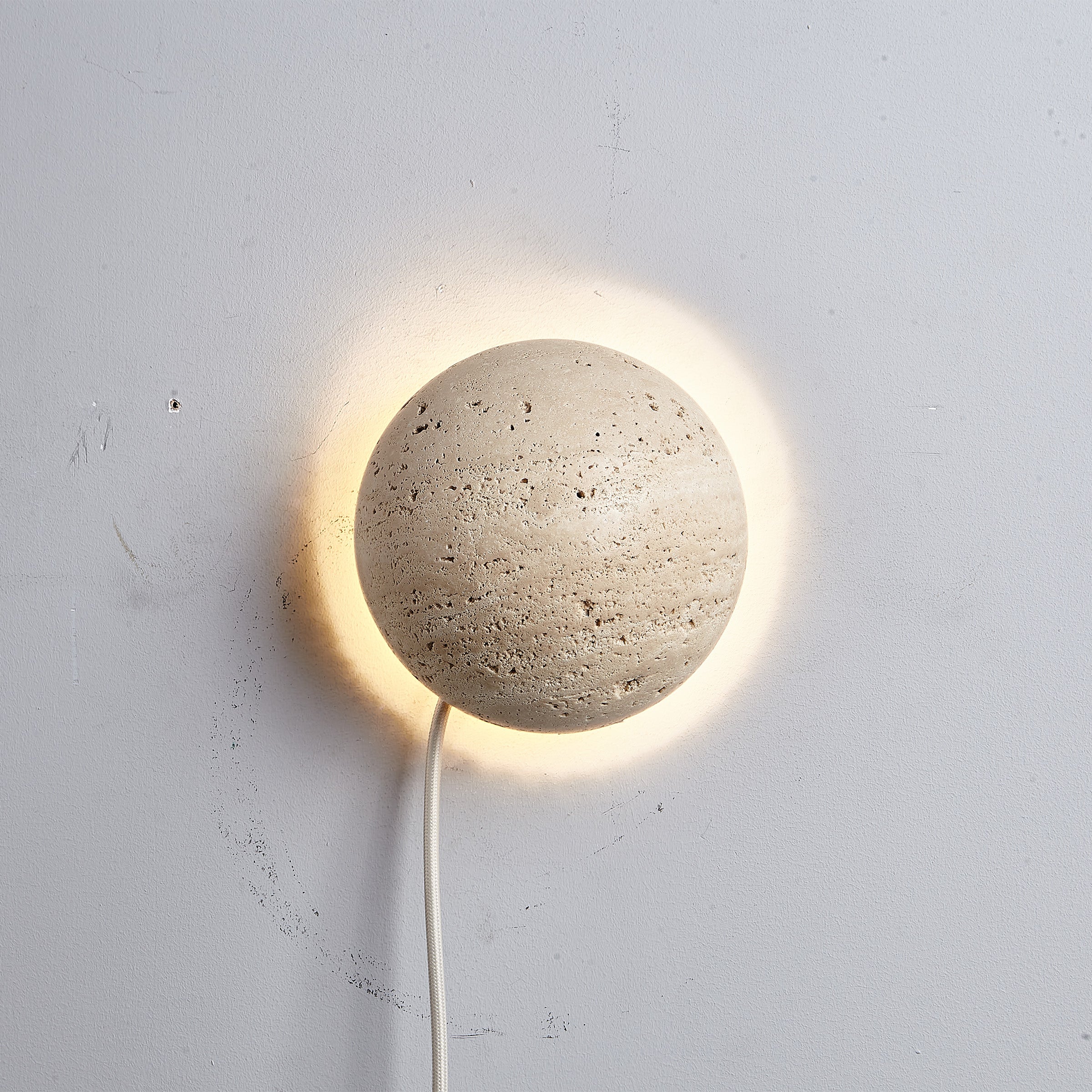 Beige Natural Travertine Marble Wall Lamp 60109-W1 - Wall Lamps - ebarza Furniture UAE | Shop Modern Furniture in Abu Dhabi & Dubai - مفروشات ايبازرا في الامارات | تسوق اثاث عصري وديكورات مميزة في دبي وابوظبي